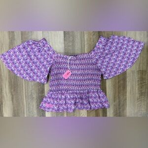 Simply Southern Pink and Purple Size Large Smocked Blouse